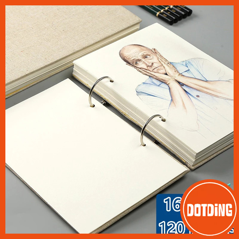 

[COD] Retro Spiral Sketchbook buku gambar sketsa 60 lembar Linen Hardcover 120 Pages 160GSM