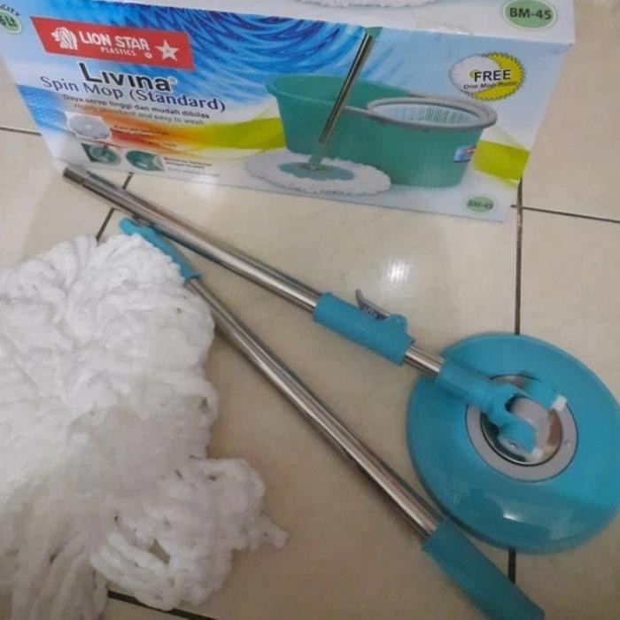 Alat Pel Gagang Livina Lion Star Bm 51 Spin Mop Handle Utk Ember Bm 45 Kain Microfiber