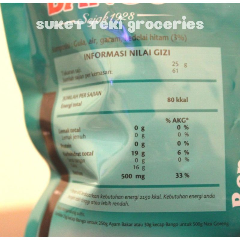

Kecap Manis Bango Refill Pouch 720gr / 520ml Satuan READY