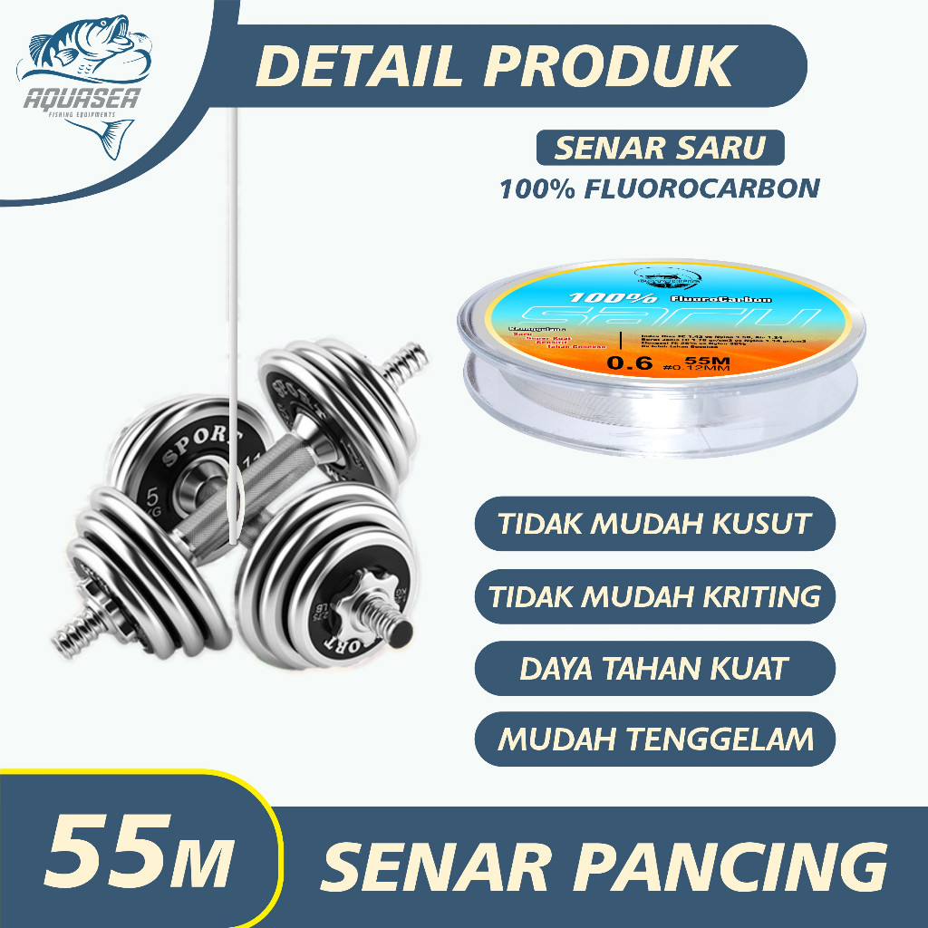 SENAR PANCING PUTIH PANJANG 55M NILON MEMANCING PANCING IKAN SENAR PANCING NILON TERLIHAT