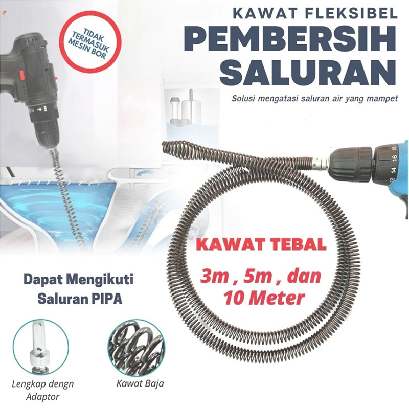 Alat Pembersih Saluran Kawat Pembersih Saluran Pipa Mampet / Alat Kawat Pembersih Lubang Wastafel