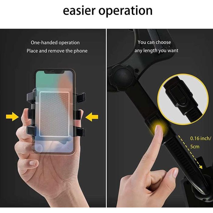 JTTOP" HOLDER HP MOBIL NB59 FLEKSIBEL JEPIT KACA SPION TENGAH + BRACKET ANTI GOYANG