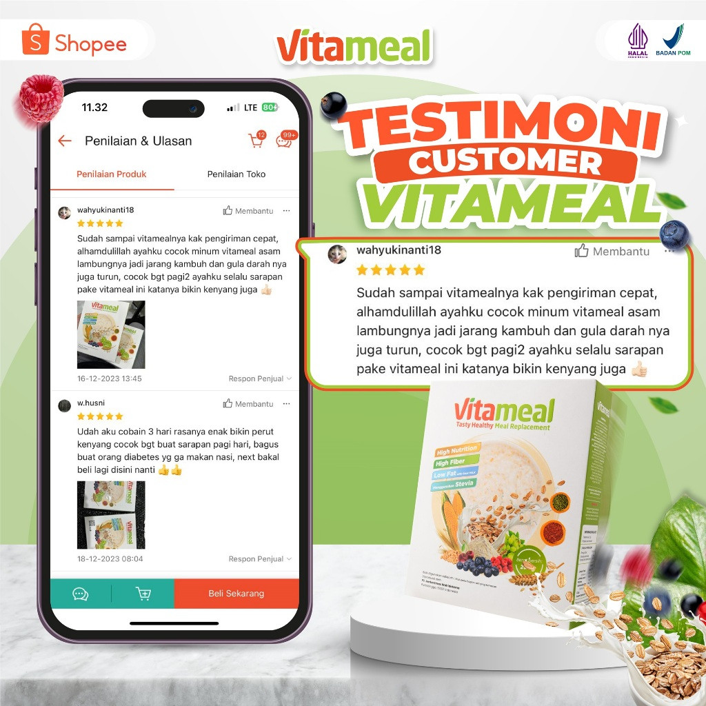 

Sega Tungtung Vitameal Sereal Multigrain Bantu Mengontol Gula Darah Mencegah Diabetes Kolesterol