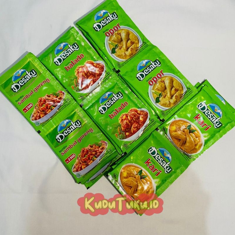 

Sega Tungtung 10 Pcs - Desaku Kari 15G - Desaku Balado 12,5G - Desaku Opor 15G - Sambal Goreng 1