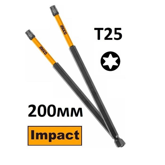 Impact Screwdriver Bit Torx Bintang Panjang T25 x 200mm INGCO SDBIM11T2583 Mata Obeng Long Magnet