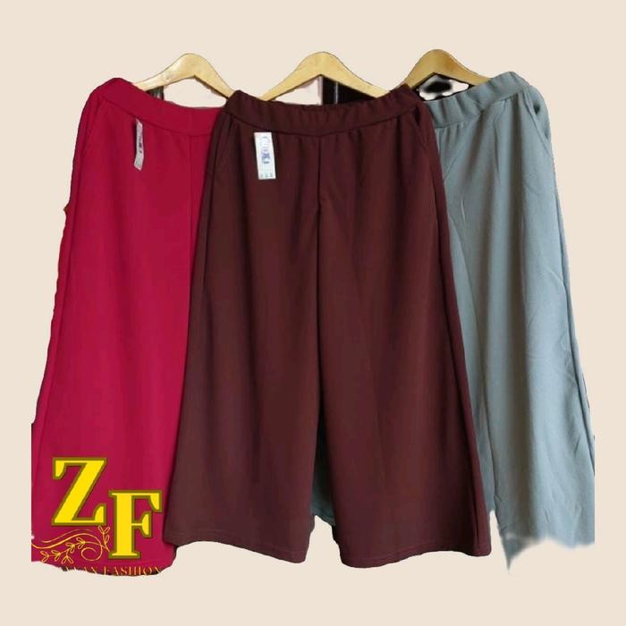 PREMIUM CELANA KULOT JUMBO BAHAN KULIT JERUK Melar KULOT CREPE JUMBO Karet Lembut Panjang Wanita