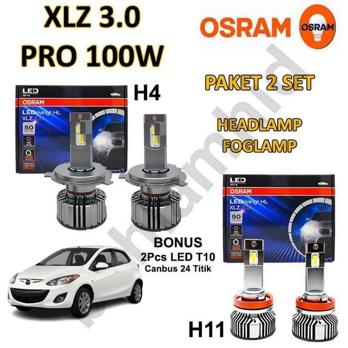 PREMIUM Paket 2 Set Lampu LED Mazda 2 Non Skyactiv OSRAM XLZ Headlamp Foglamp