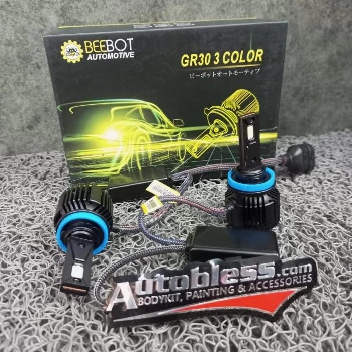PREMIUM LED Foglamp 3 Warna Beebot GR30 H11. FREE PASANG