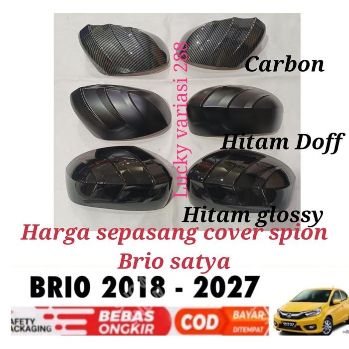 PREMIUM Cover Spion Mirror Cover Tutup Spion Honda Brio Satya & E 2018-2025 Up Carbon Hitam