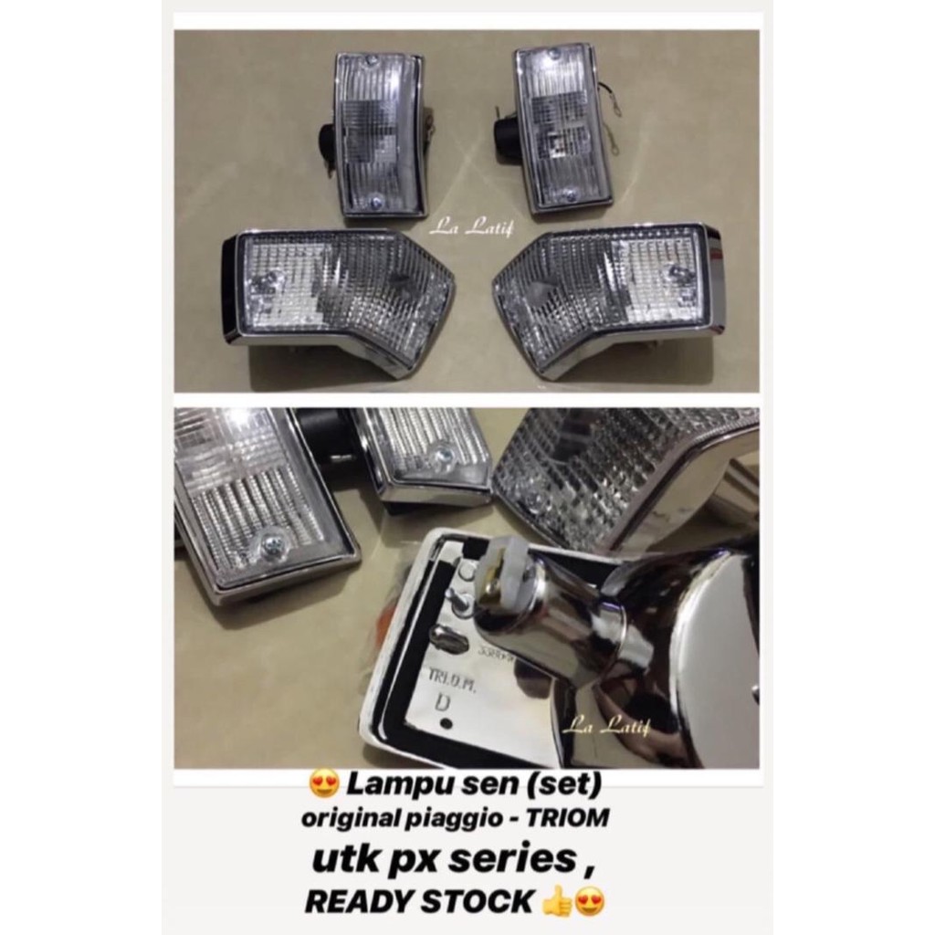 Lampu sen set Triom Piaggio mika bening utk PX, Excel dkk