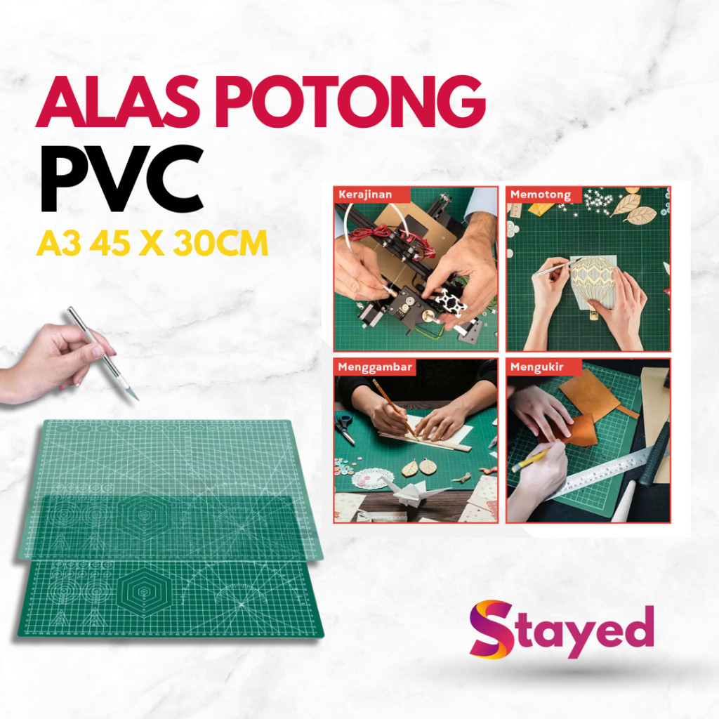 

Alas Potong Work Cutting Mat Pad Ukuran A3 A4 dan Mini 8 cm 45 x 30cm - Green