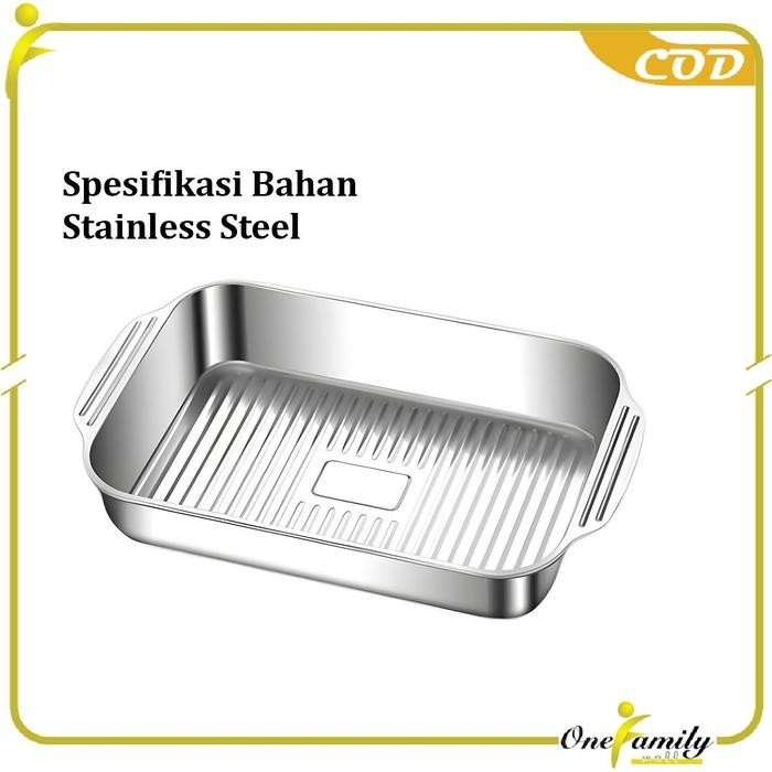 Beragam [Cod] Ofm C1236 Panci Stainless Set Tutup Panggangan Ikan Persegi Panjang Tahan Karat Hkl14