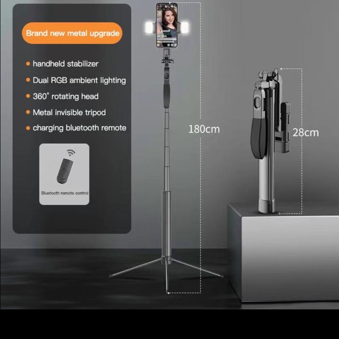 MIXIO A21S Tongsis 1.8M Bluetooth / Selfie Stick tablet Tripod