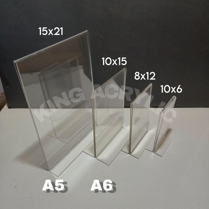 

Ready JT Acrylic Bening Qris Nomor Meja A5, A6, 12cm x 8cm, 10cm x 6 cm TEBAL 2MM