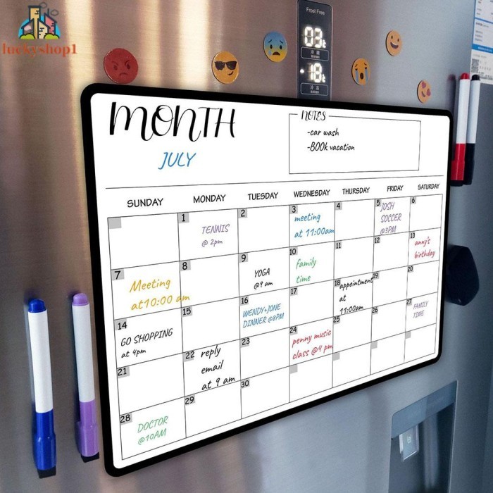

Ready JT Kalender Whiteboard Papan Tulis 29.7x42cm Jadwal PET Magnetik Daily