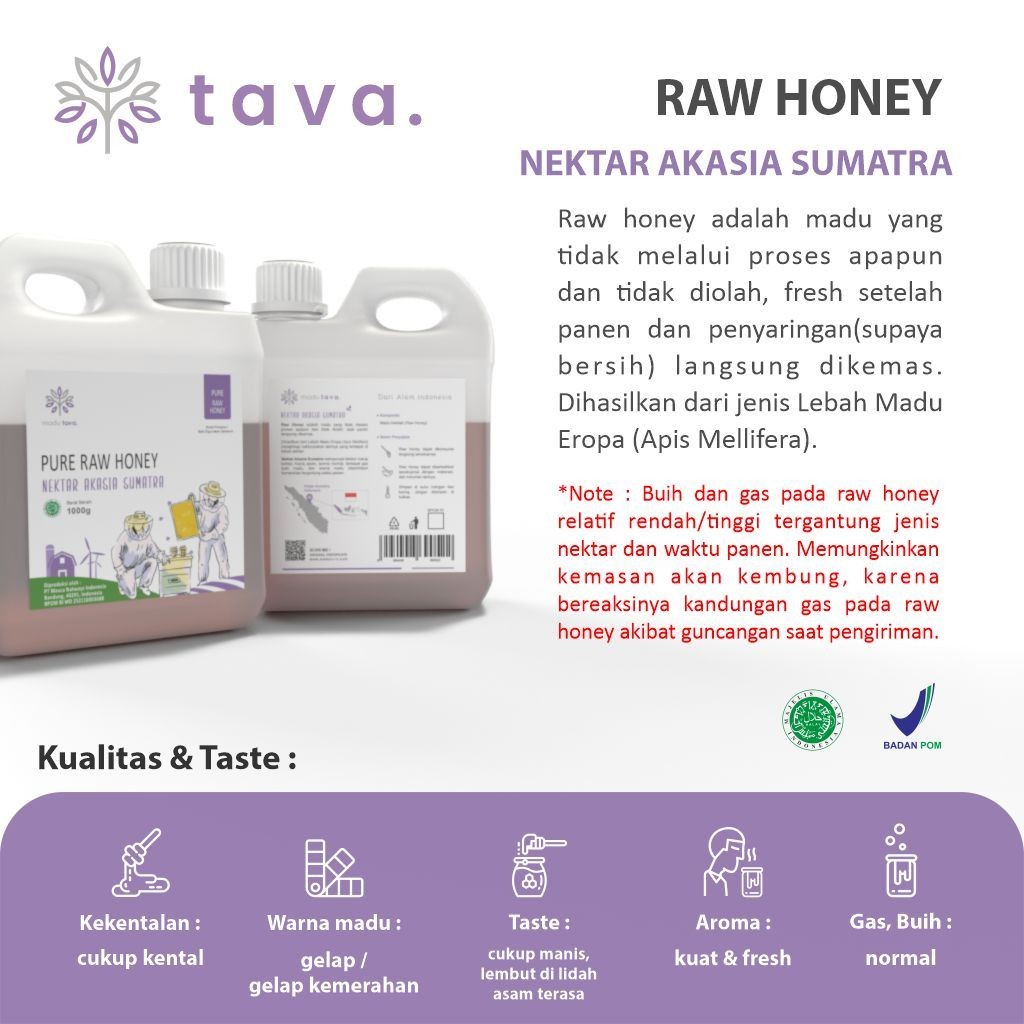 

Madu Asli Murni 1kg Tava Grade A Nektar Akasia Sumatra 100% Alami Pure Natural Raw Honey