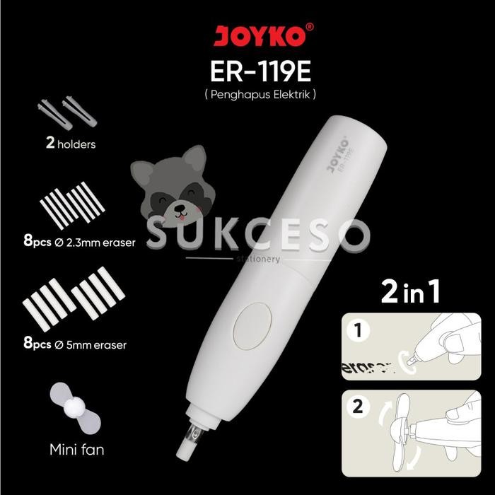 

Ready JT Joyko ER-119E 2 in 1 Penghapus & Kipas Elektrik Electric Eraser