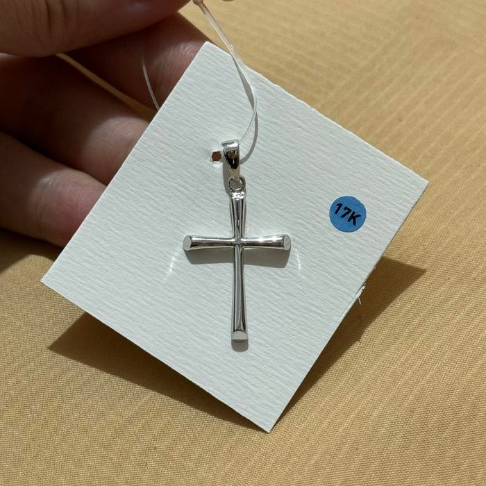 Liontin Salib Mas Putih Kadar 75% 750 Asli Emas Best Seller