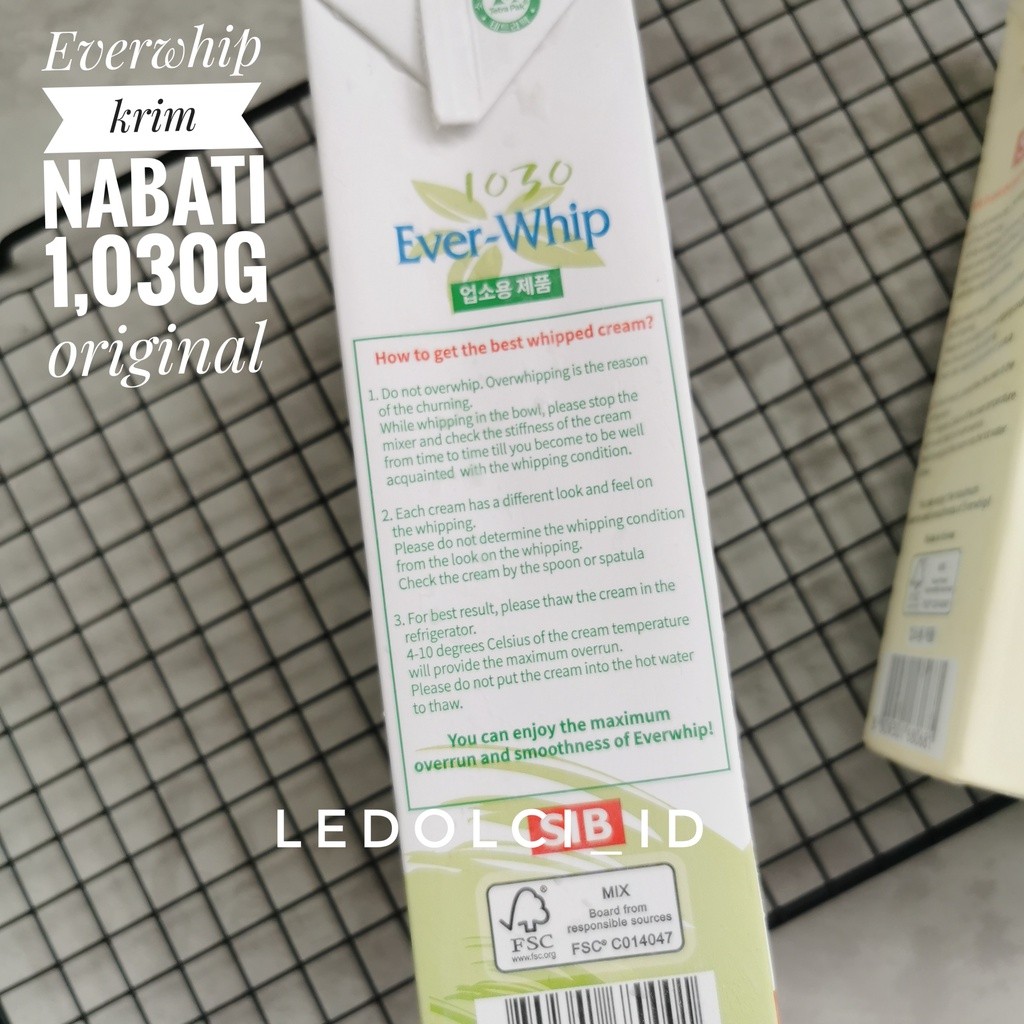 

EVER WHIP NON DAIRY WHIPPING CREAM SUGAR FREE 1030 GR (PACK PUTIH)