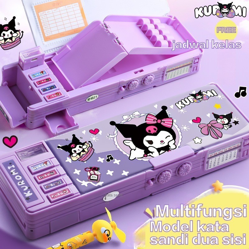 

Meriyah Storee - -Tempat Pensil Multifungsi Kuromi, Tempat Pensil Kunci Kata Sandi Anak Perempuan,