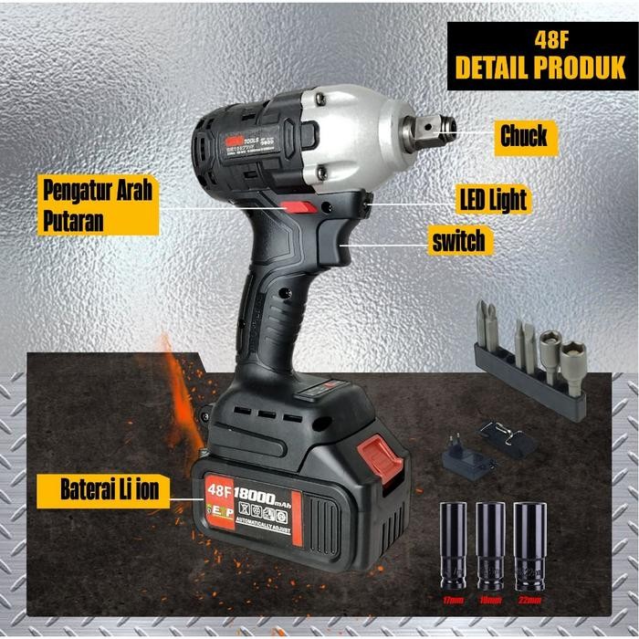 Mesin Impact Wrench Impact Baterai Cordless 48F SUNC TOOLS