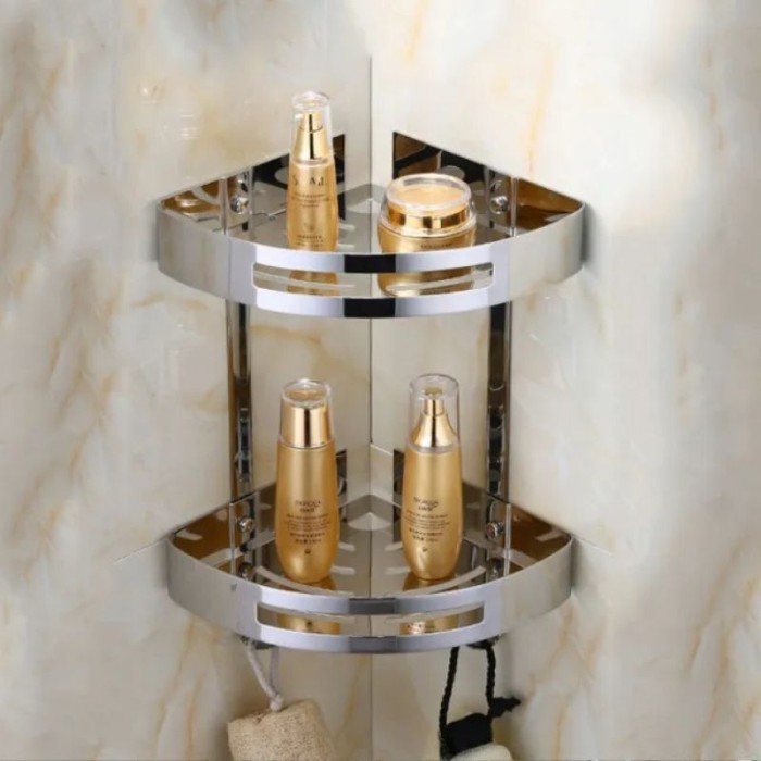 RAK SAMPO DAN SABUN STENLIES/RAK SUDUT/RAK KAMAR MANDI 2 SUSUN