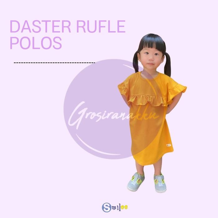 

Terlaris Daster Anak Rufel Polos Smilee Warna Kuning Kunyit Size 1-5 Tahun Cotton Perempuan