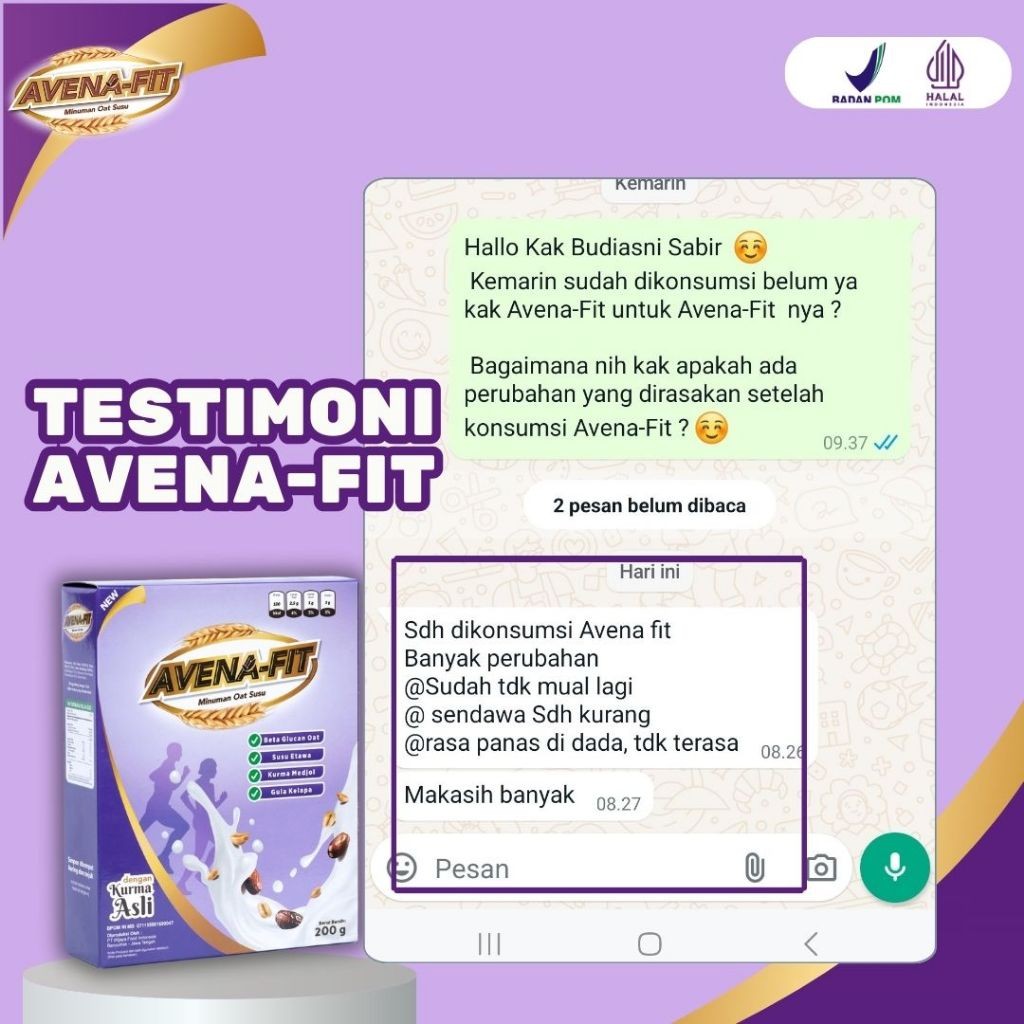 

Avena Fit Susu Sereal Sehat Penurun Kolesterol dan Kadar Gula Darah serta Menjaga Kesehatan Jantung