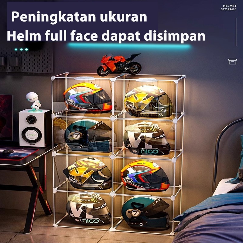 Classic Discount Yumil Rak Helm /Lemari Helm Pajangan Rak/Tempat Helm Rak/Transparant Display Lemari