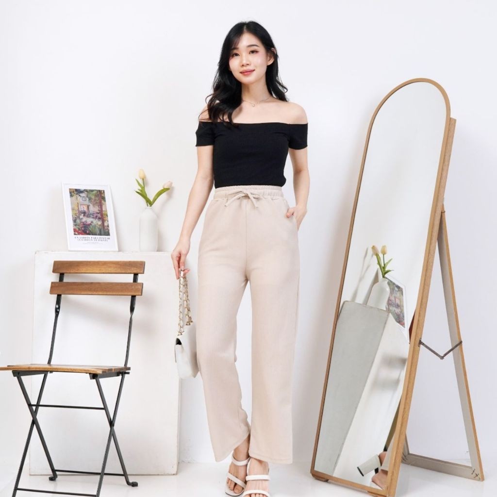 Pola Mewah Blair Celana Kulot Loose Pants Wanita Knit / Celana Panjang Wanita