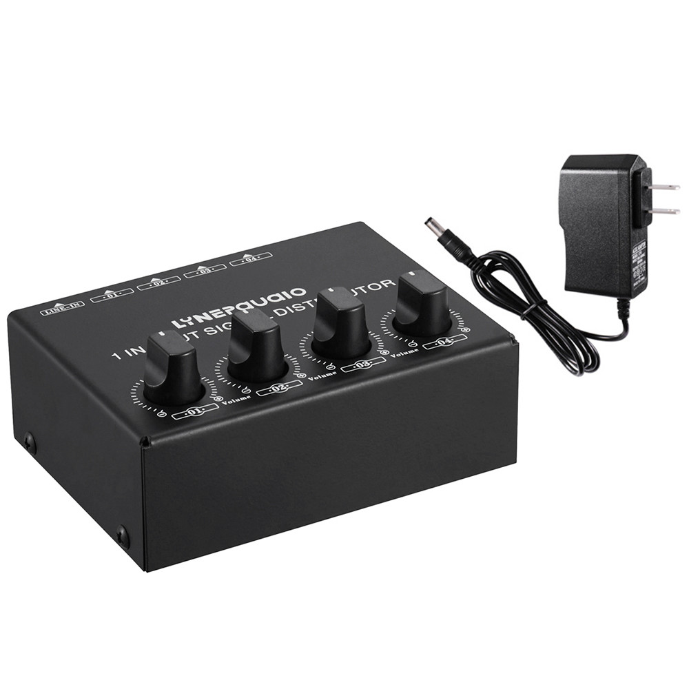 1-in-4-out Stereo Audio Amplifier Amp Signal Distributor 1 Channel Input 4 Channels Output Volume Ad