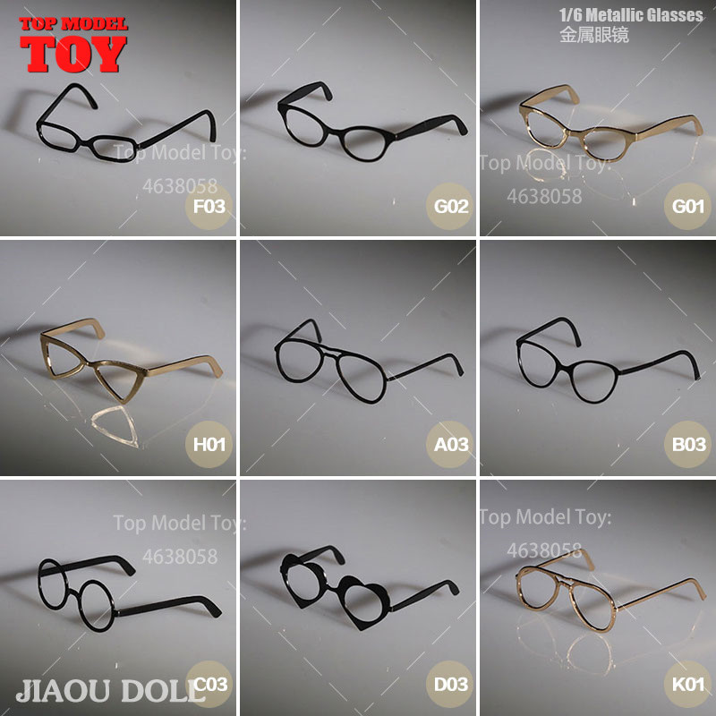Jiaou Doll 1/6 Metallic Glasses Fashion Eyeglass Frame No Lenses Accessories Model For 12'' Female