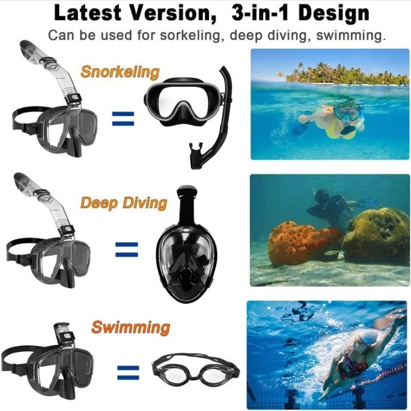 Masker Selam Masker Snorkeling Yang Dapat Disesuaikan Masker Snorkeling Panorama Anti-Bocor