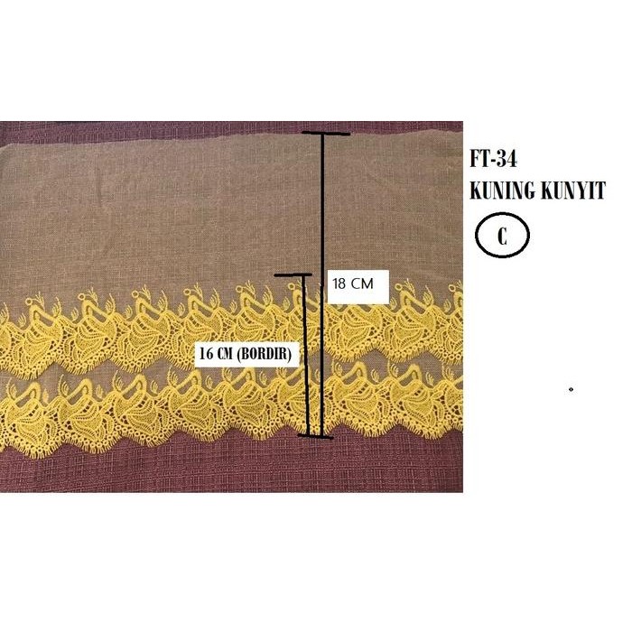 

Terlaris Renda Ft-34 Kuning Kunyit Lebar: 32 Cm