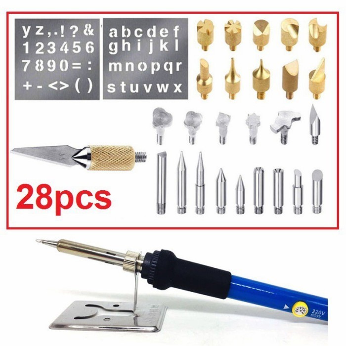 

28 In 1 Solder Alat Lukis Bakar Wood Burning Pen Pena Pyrography Set A