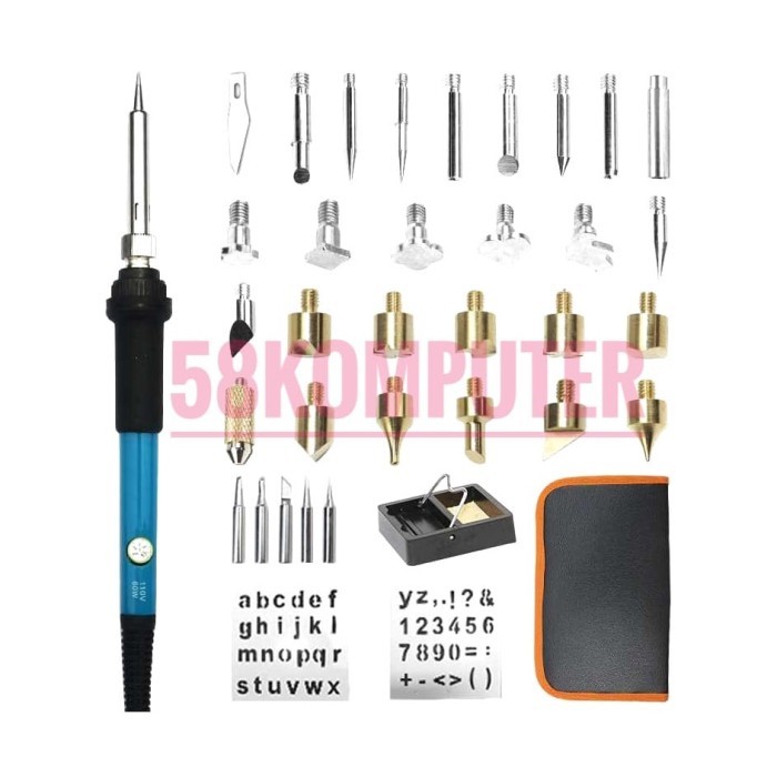 

Solder Alat Lukis Wood Burning Pen Pyrography 37 Set Alat Ukir Kayu