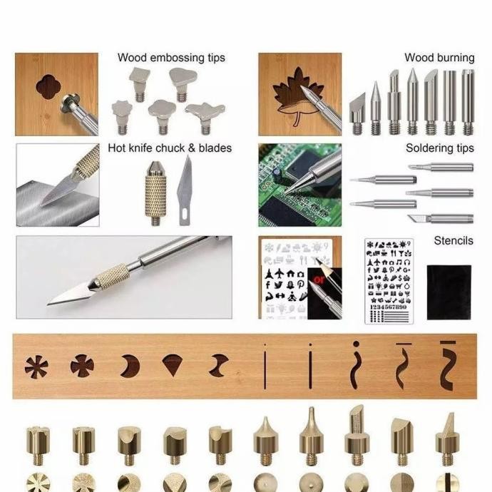 

28 in 1 Solder Alat Lukis Bakar Wood Burning Pen Pena Pyrography Set A RR