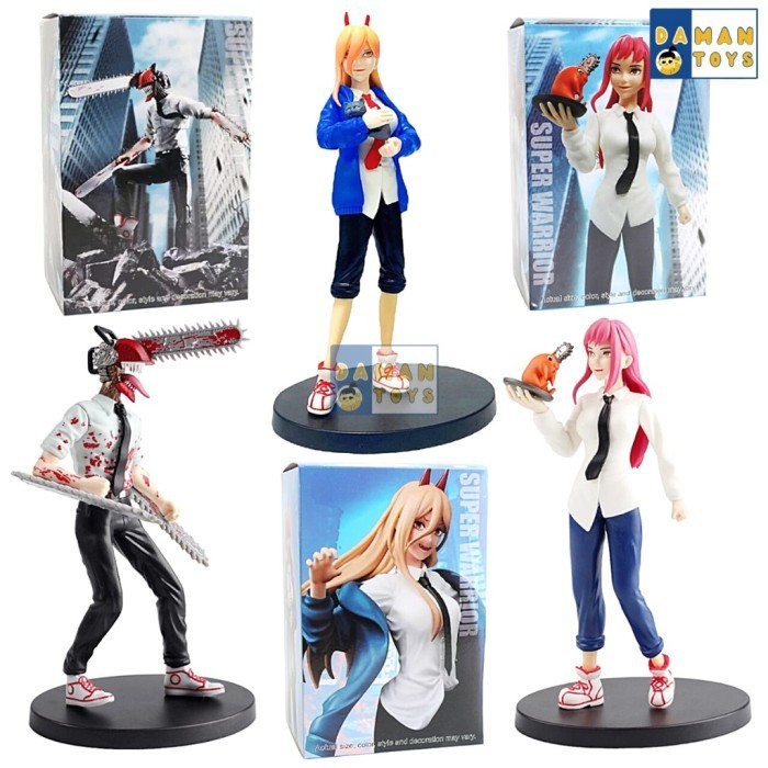 ASLI Chainsaw Man Action Figure Makima Denji Power Pochita Pajangan Anime