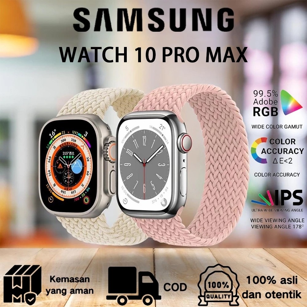100% OriginalSamsung Watch 10 Pro Max Smart Watch 2.2 Inci Layar Sentuh SmartWatch Wanita Pria IP68