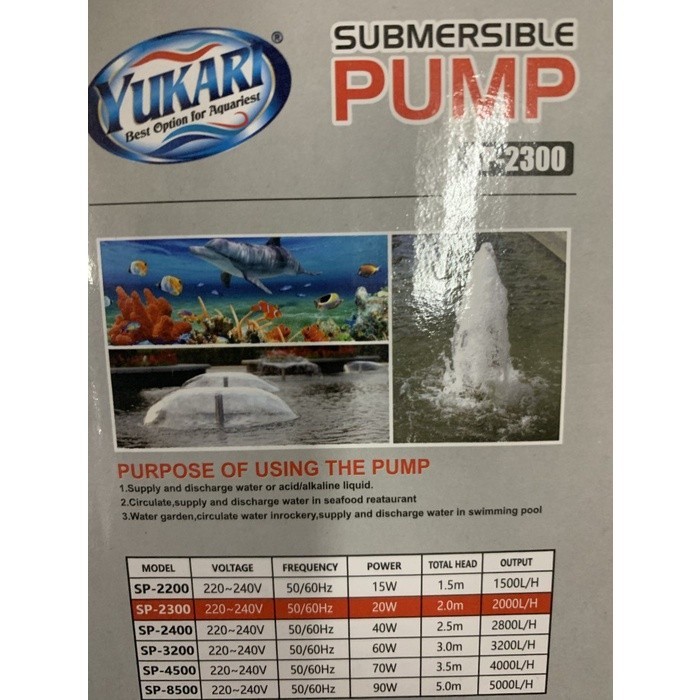 Pompa Celup rium Kolam Hoponik YUKARI SP 2300 20 Watt RIUM DAN KOLAM