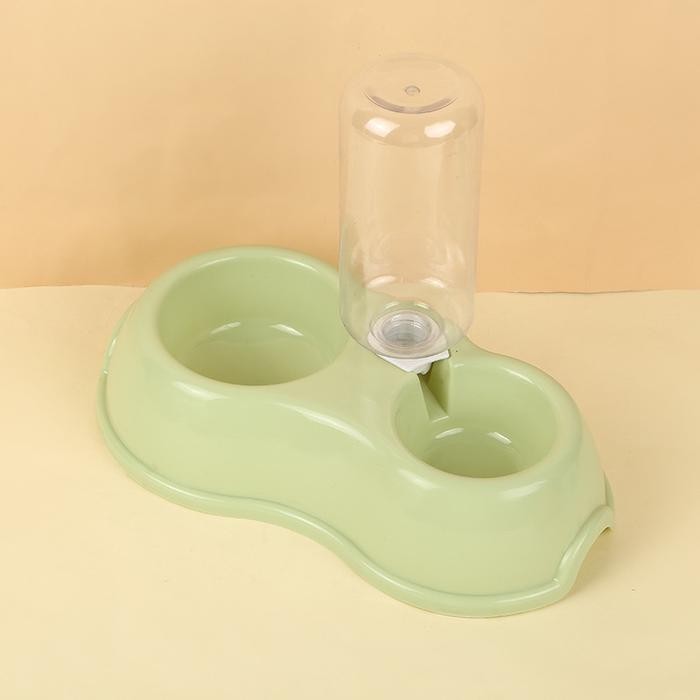 

Double pet bowl dispenser untuk makanan dan minuman anjing kucing 2 in 1