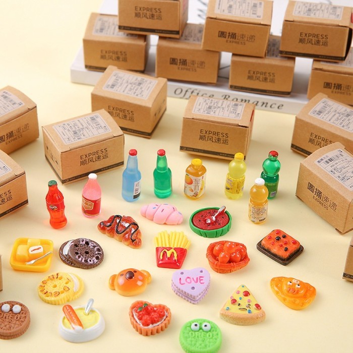 

Misteri Box 1SET 10PCS Paket Miniatur Makanan dan Minuman Mainan Resin BlindBox Paket Kecil