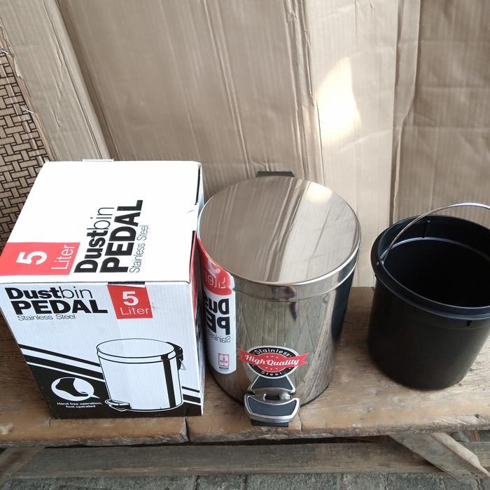 Tempat Sampah Injak Stainless/Tong Sampah Injak/Maspion Dustbin Pedal