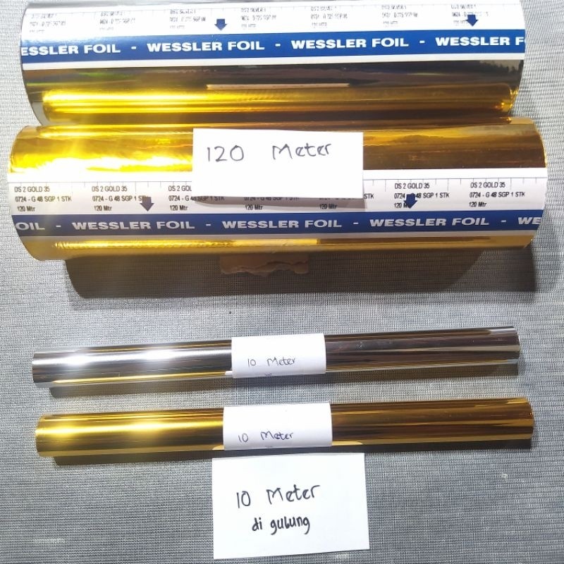 ( ecer 10 meter ) prada foil gold silver emas perak / plastik foil gold silver emas perak / wessler