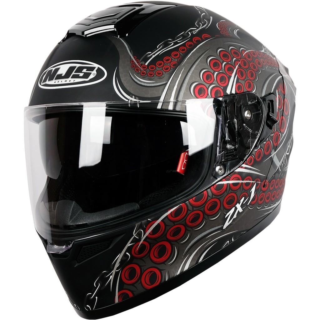 NJS ZX-1 KRAKEN Hitam - Merah Gloss/Doff - Helm Full Face ZX Motif Kraken NJS Motif NJS fullface NJS
