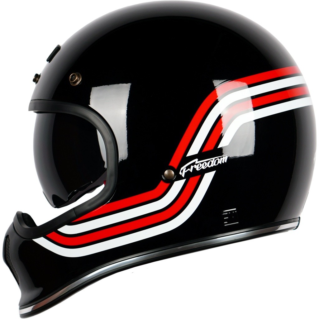 NJS FREEDOM SPORTSTER Black/Red - White - Helm Full Face NJS NJS Retro Freedom Helm NJS Motif