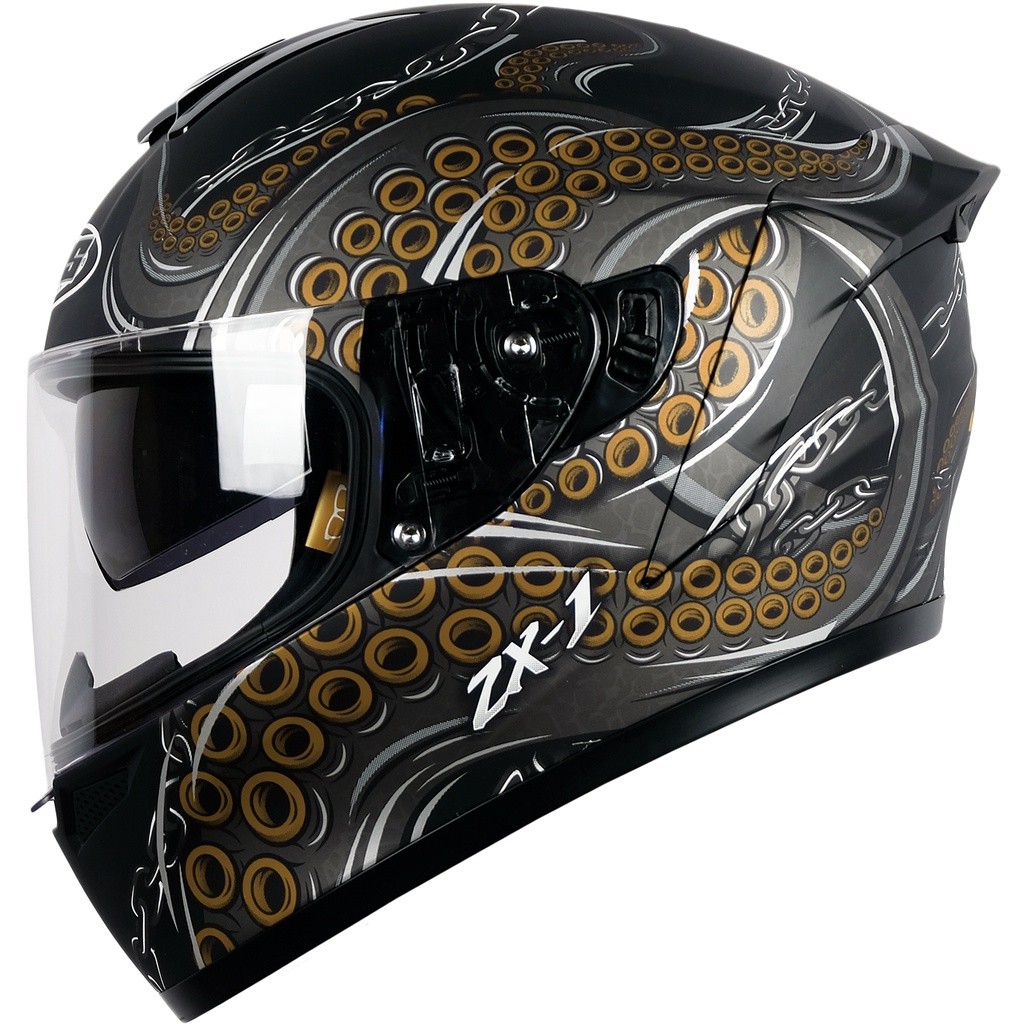 NJS ZX-1 KRAKEN Hitam - Gold Gloss/Doff - Helm Full Face ZX Motif Kraken NJS Motif NJS fullface NJS