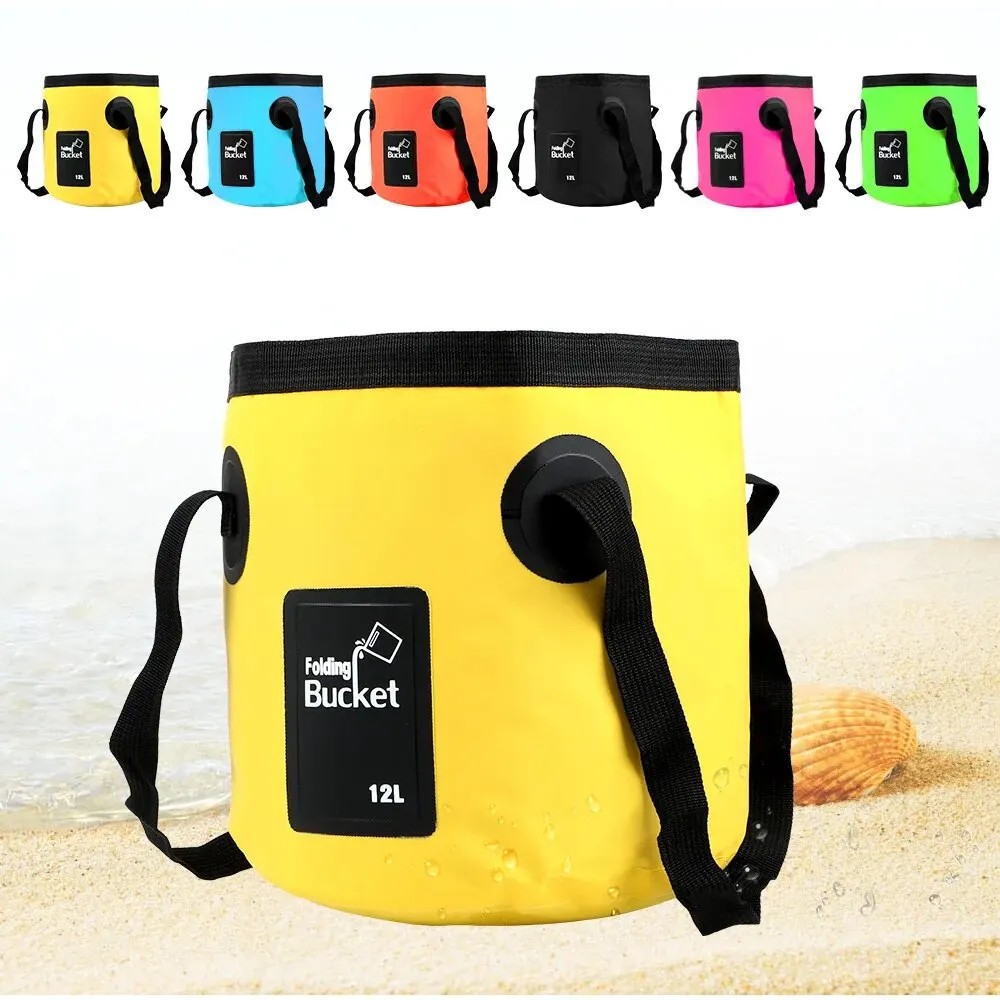 

12L Folding Bucket Portable Outdoor Travel Foldable Water Bucket Bowl Sink Washing Bag Car Wash Bucket Multifunction for Camping