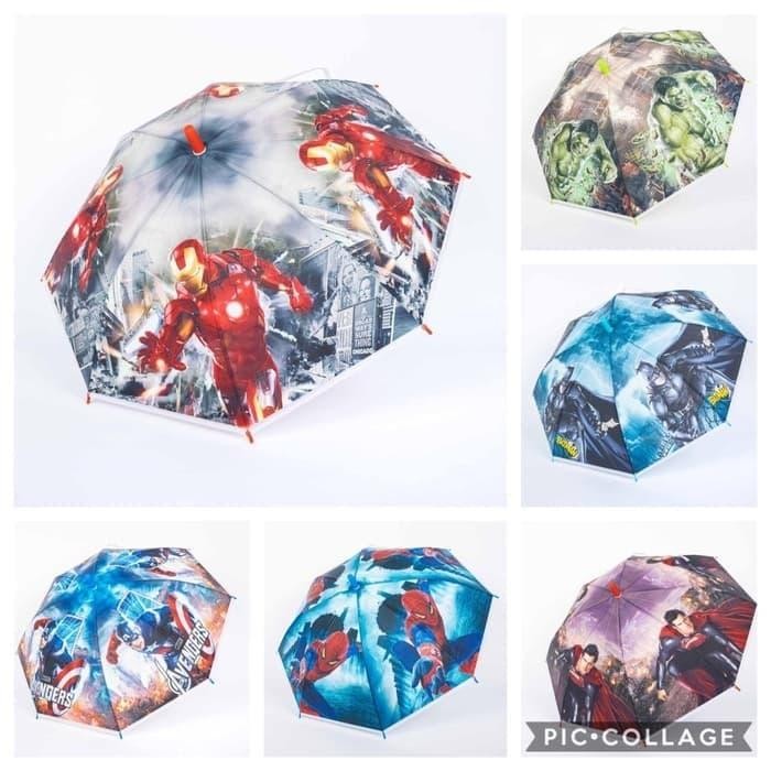 Payung anak superhero / marvel / jagoan / semi transparan / dof