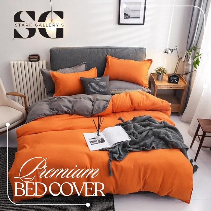 Bed cover set twotone orange mix sprei selimut 90x200 140x200 180x200